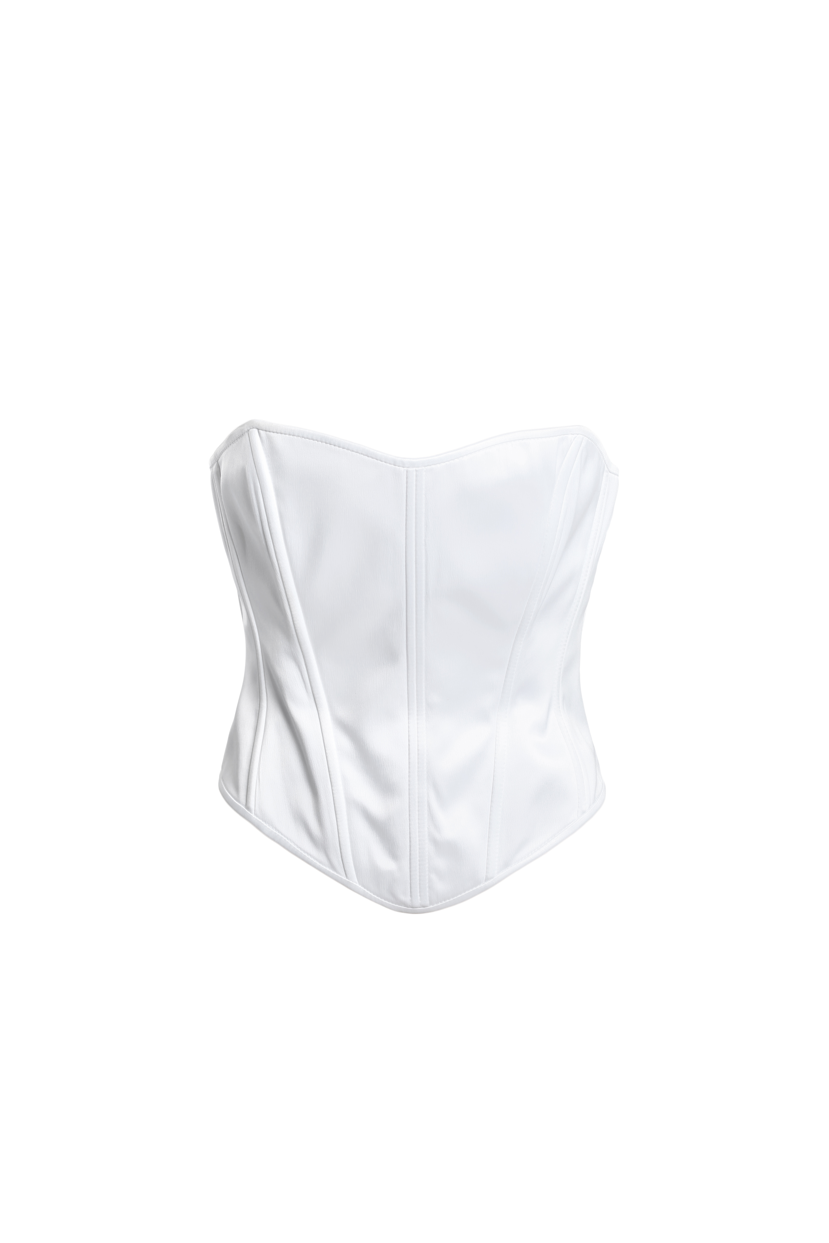 Корсет белый из атласа заостренный