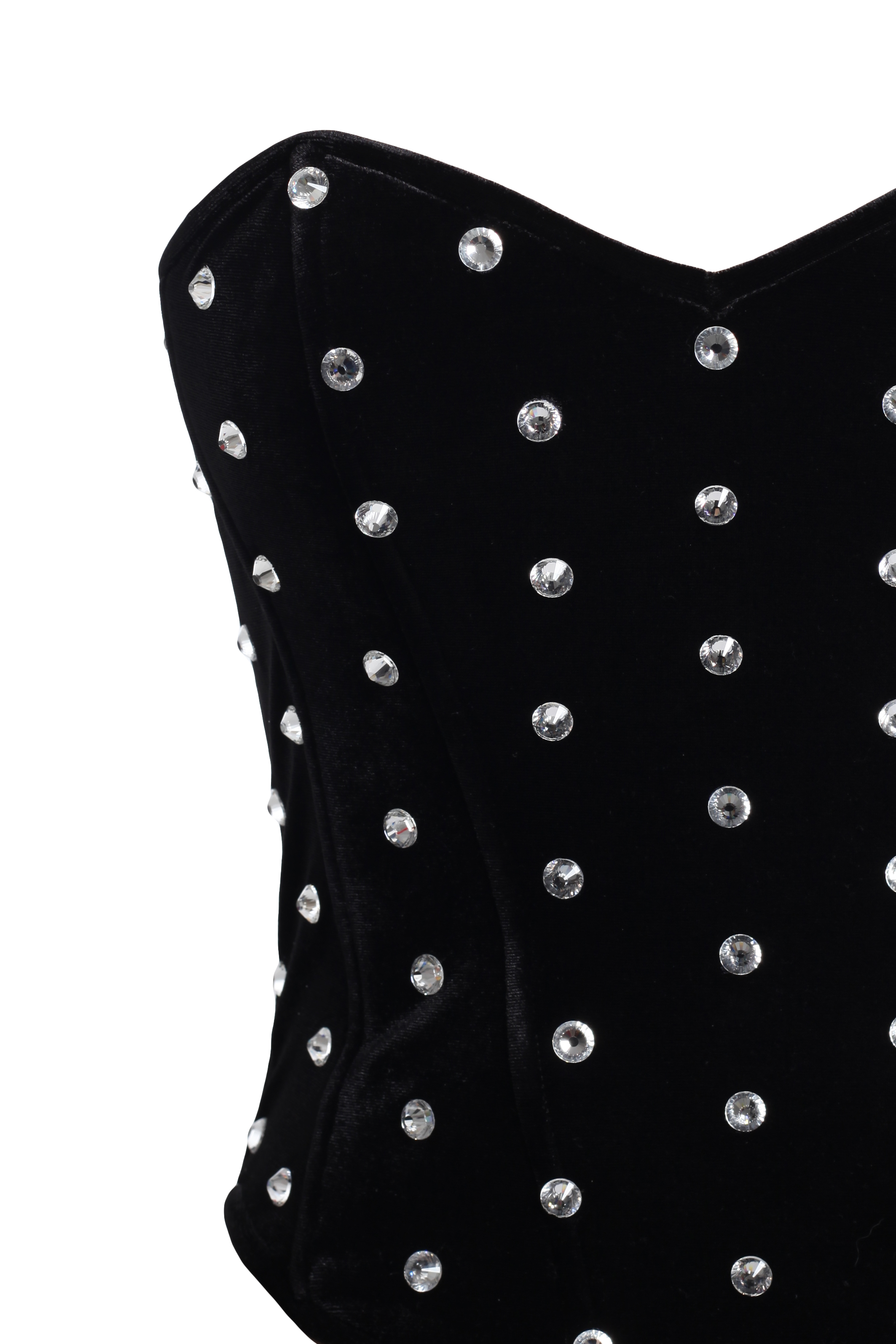 Корсет черный бархатный со стразами заостренный - фото 4