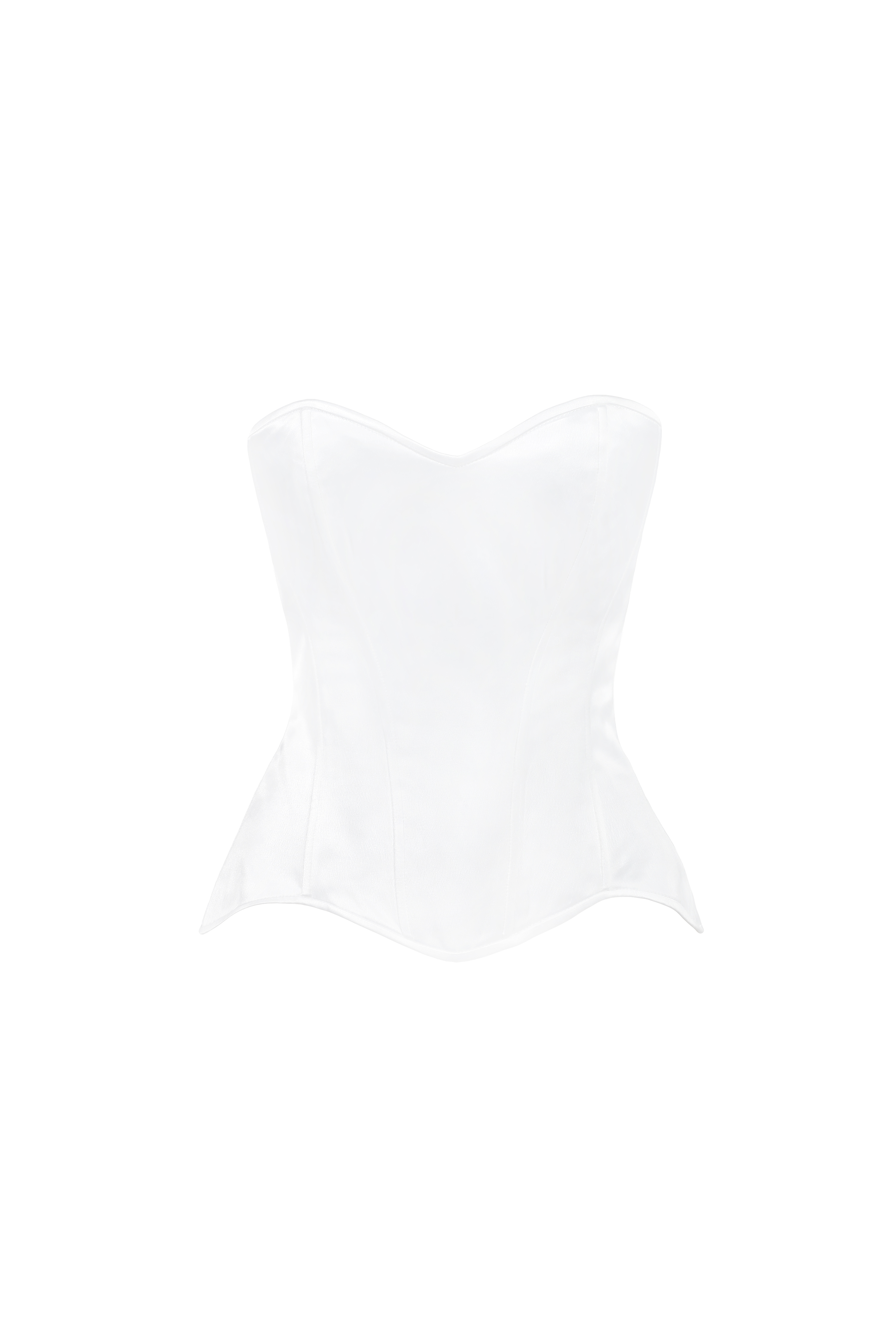 Корсет белый из атласа с удлинением на бедра