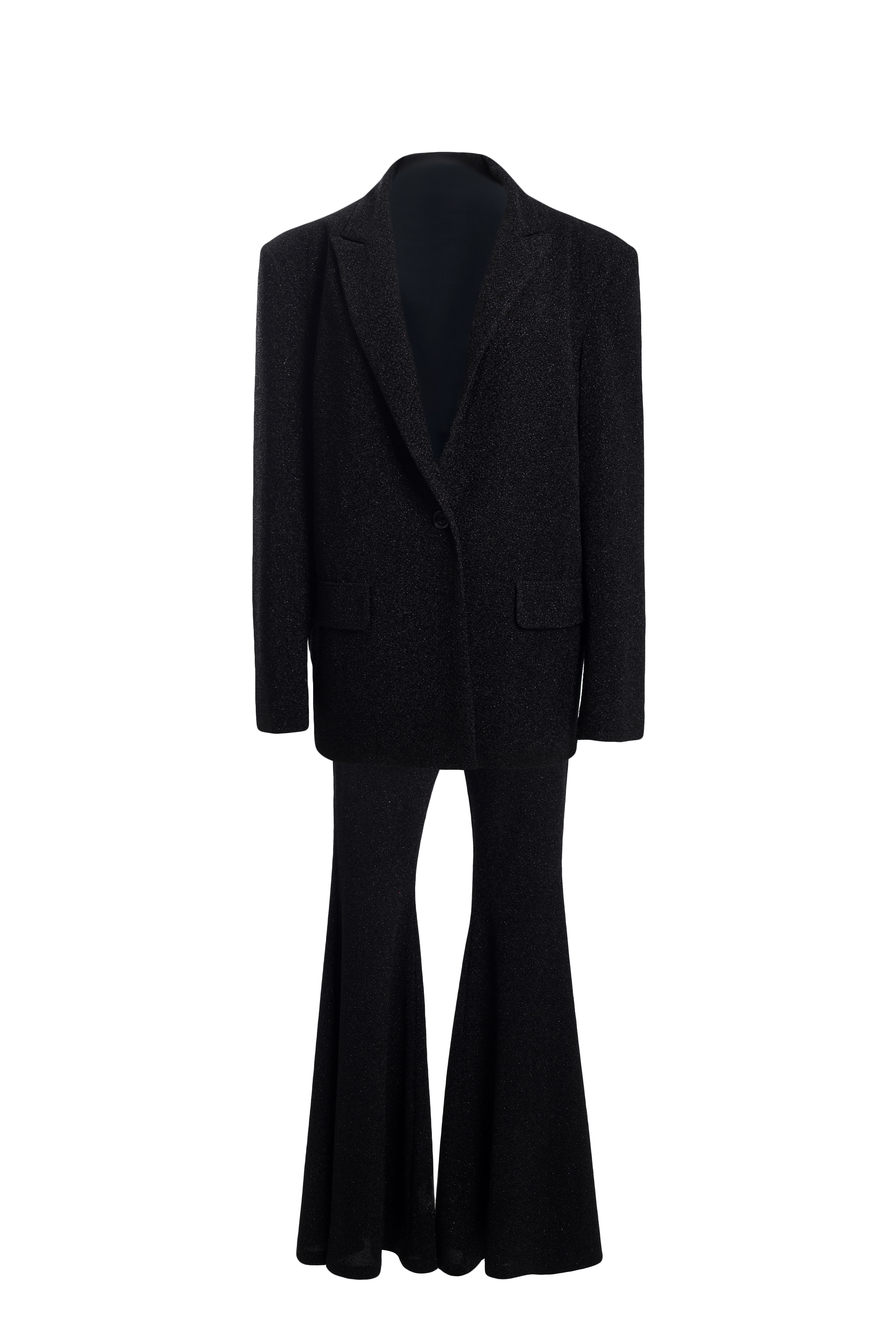 Пиджак черный из блестящей ткани