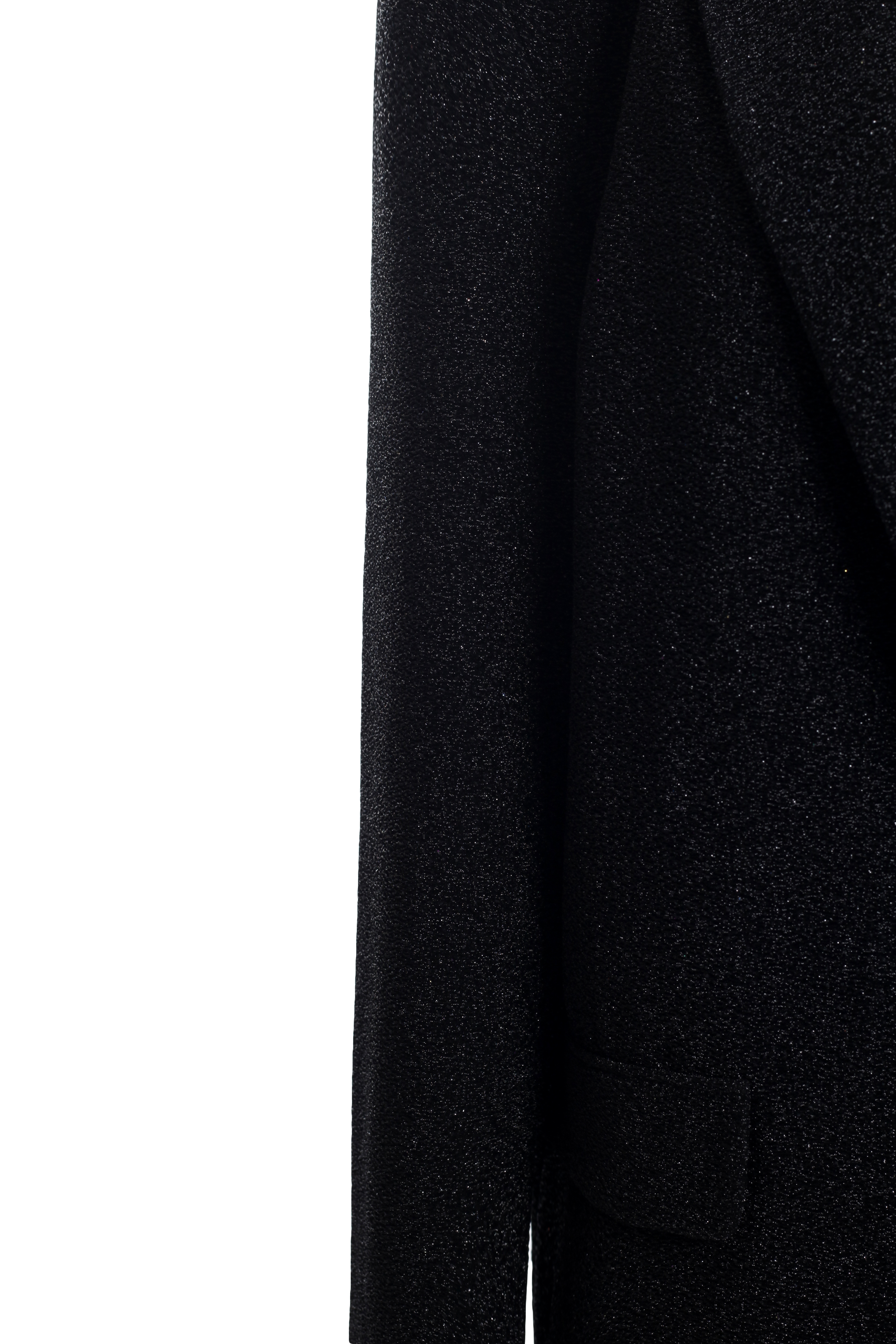 Пиджак черный из блестящей ткани - фото 2