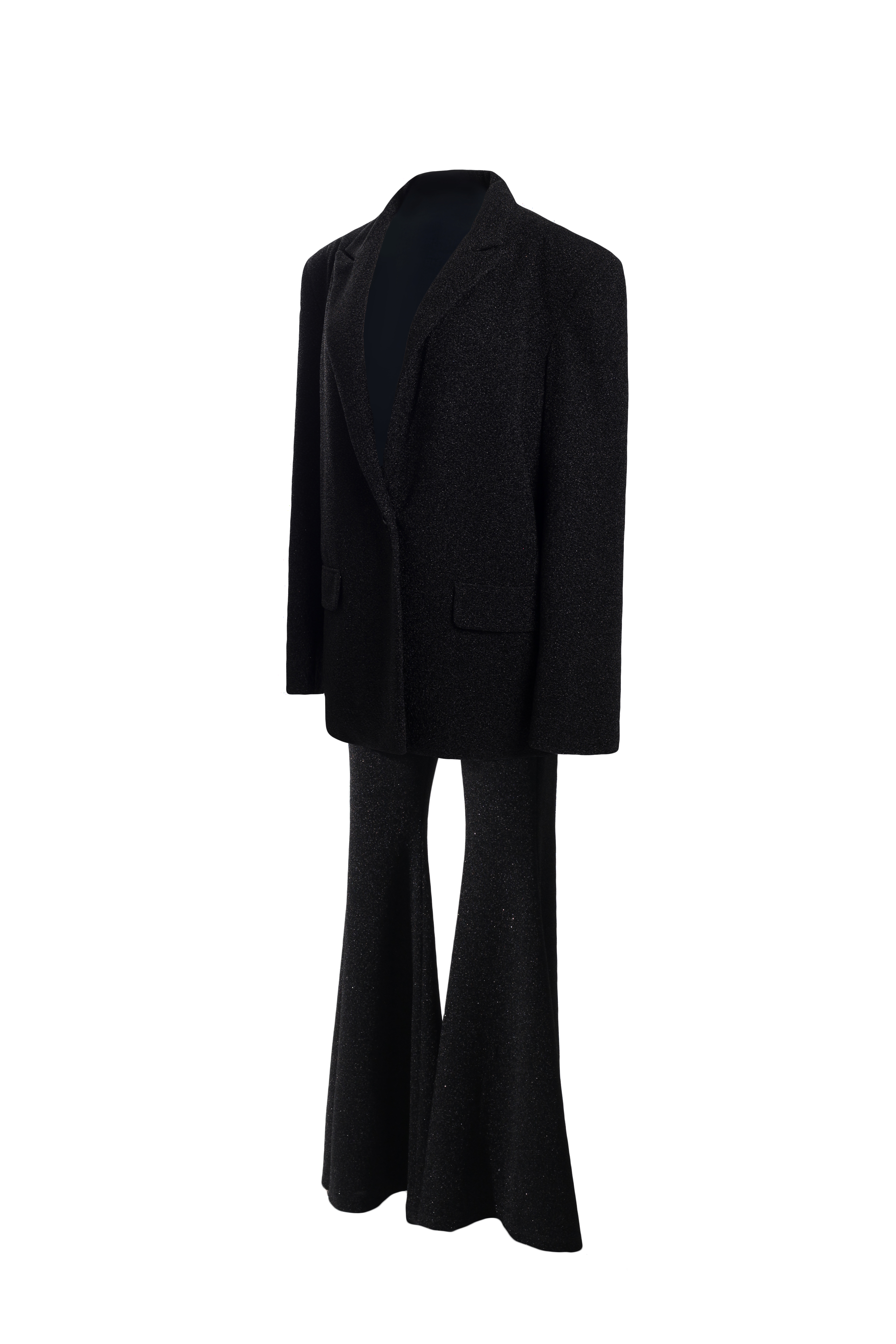 Пиджак черный из блестящей ткани - фото 3