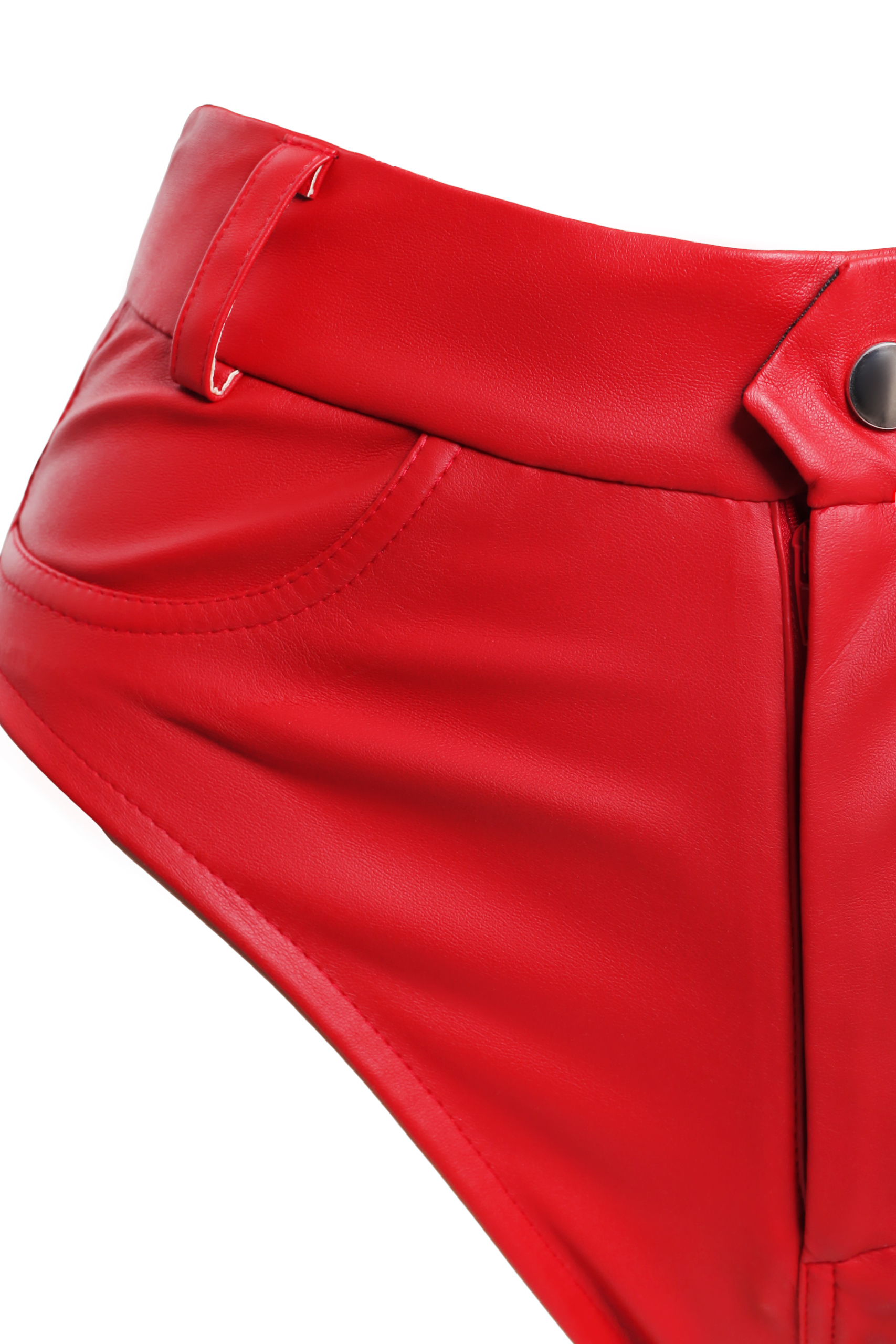 Трусы-шорты красные со шнуровкой из эко-кожи - фото 2