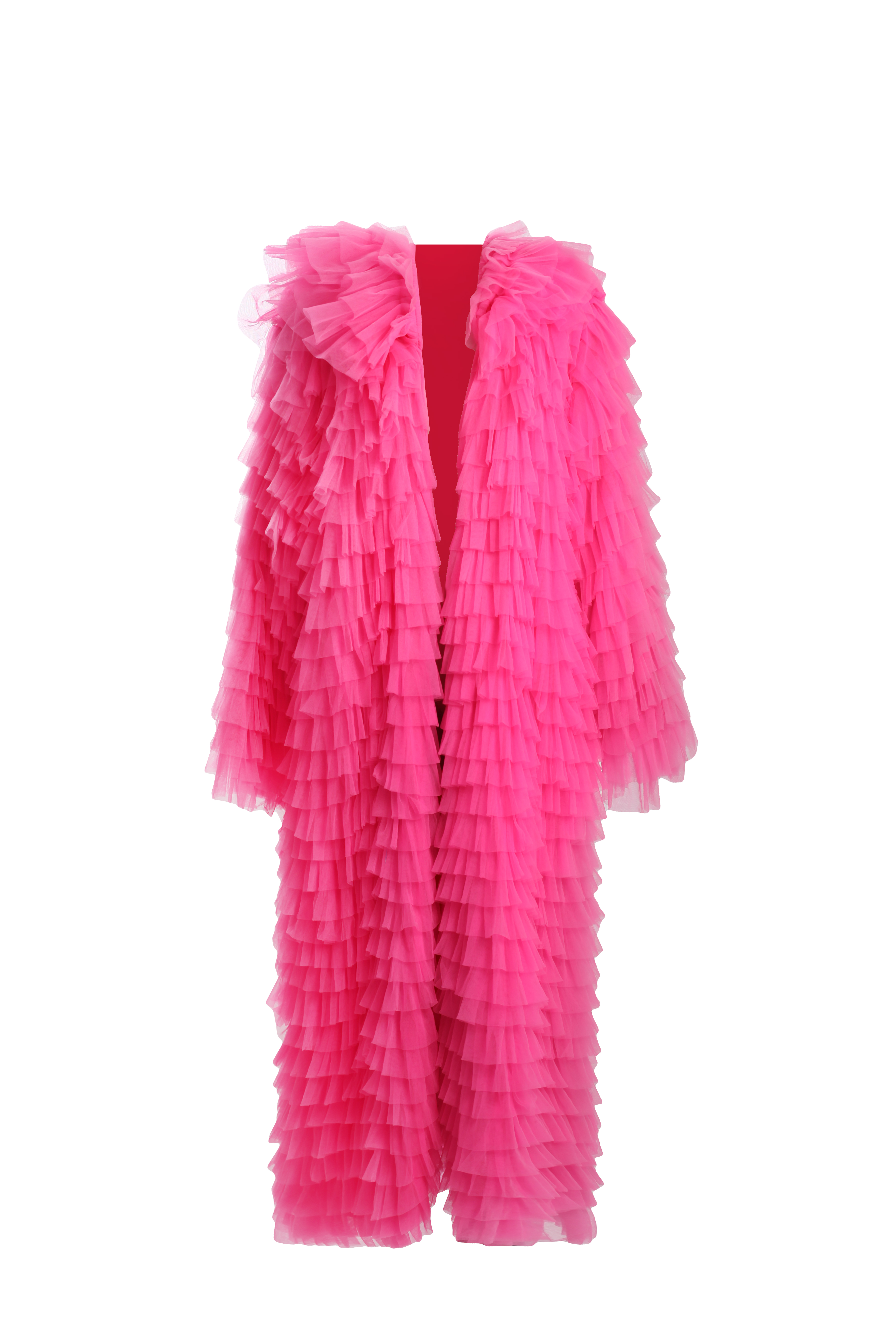 Шуба-накидка розовая с воланами