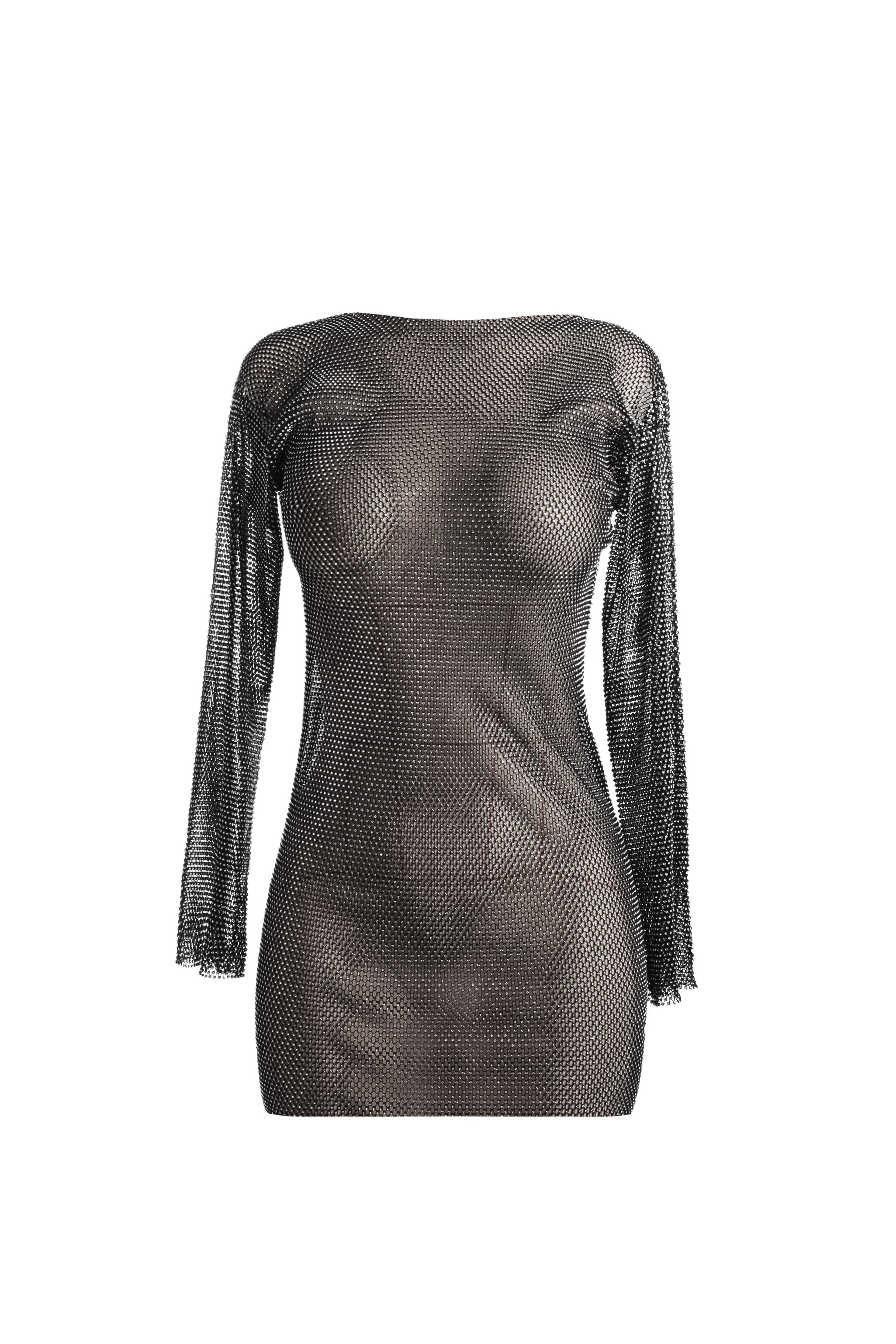 Лонгслив черный мужской из сетки среднего размера