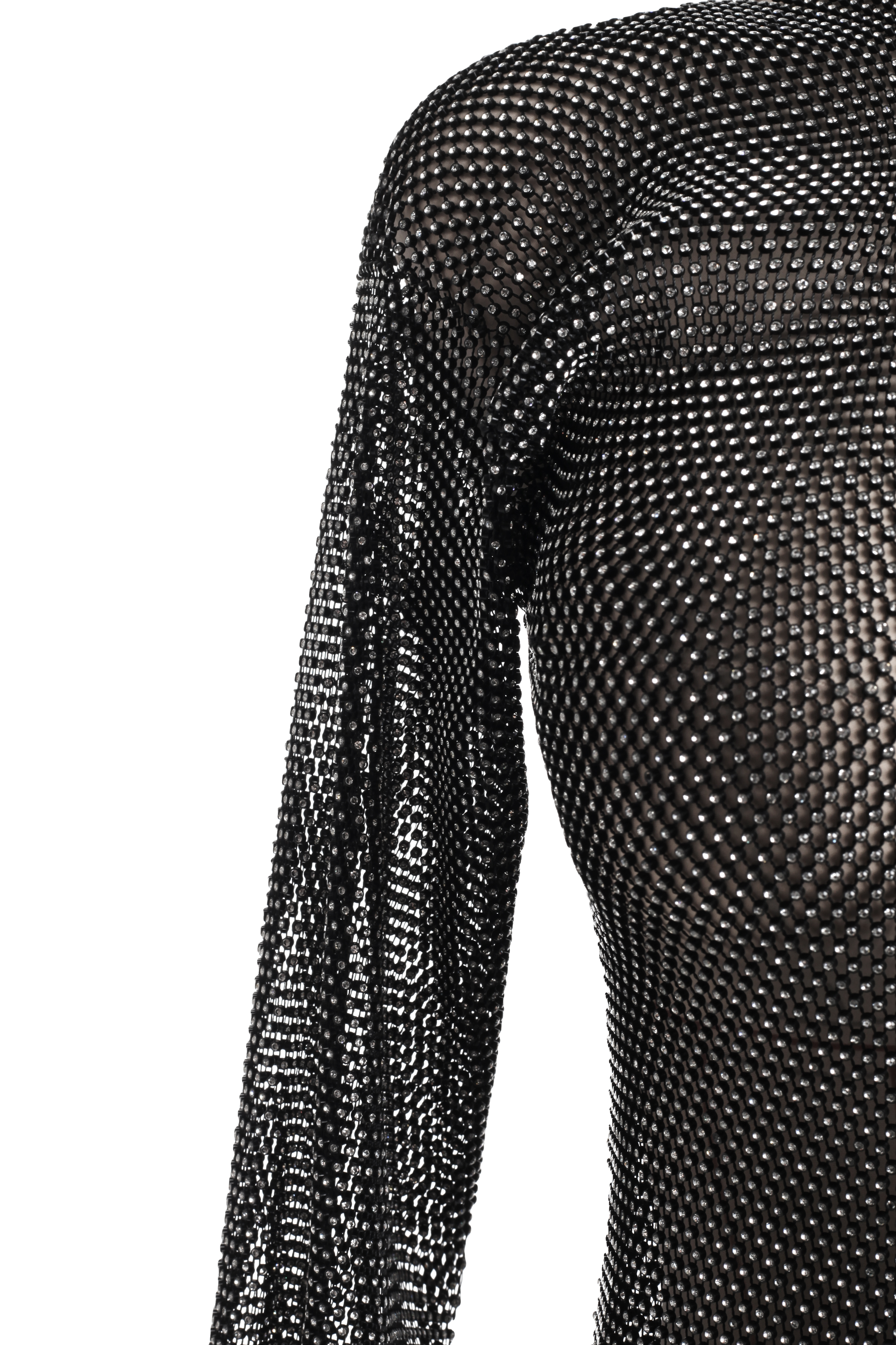 Лонгслив черный мужской из сетки среднего размера - фото 2