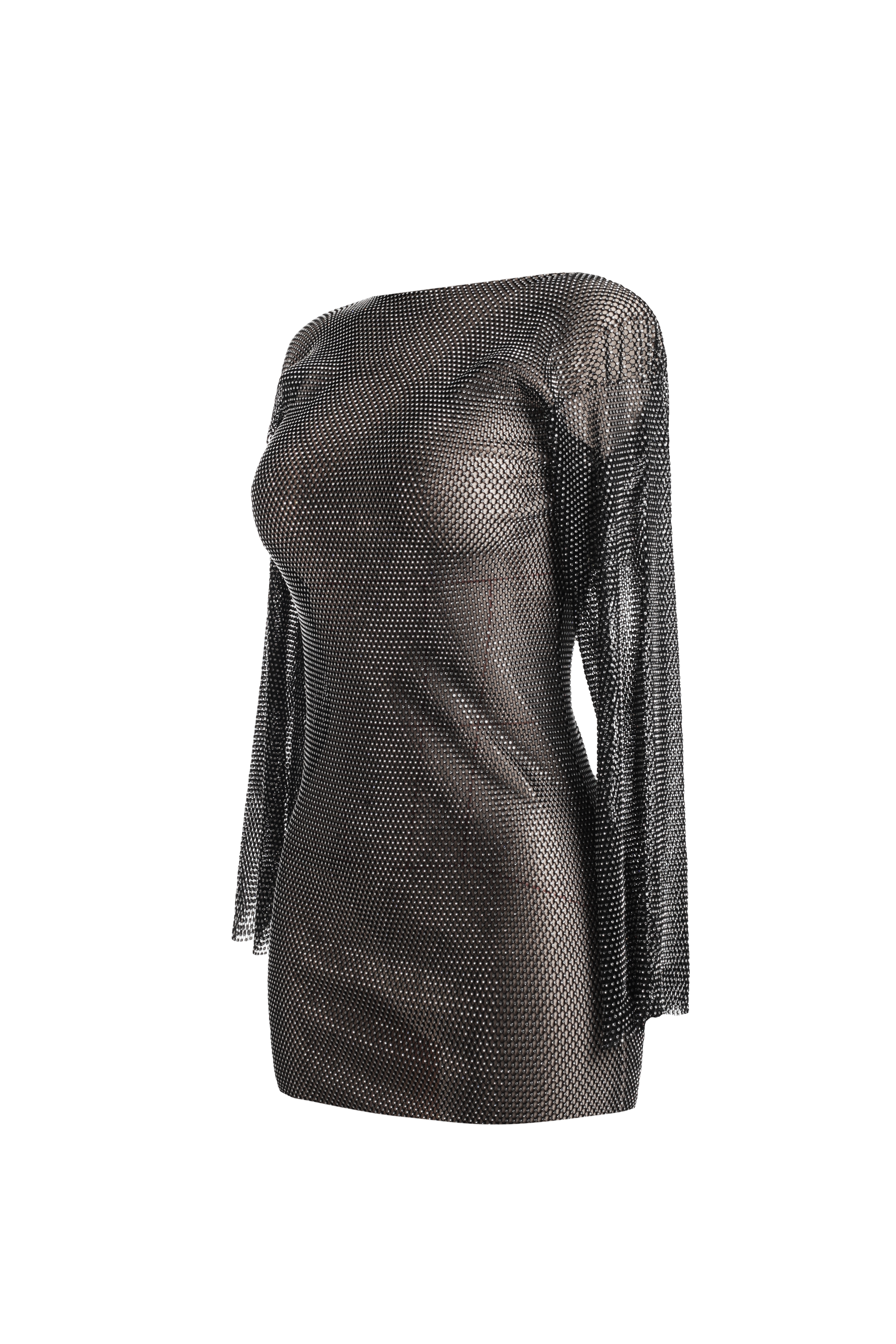 Лонгслив черный мужской из сетки среднего размера - фото 3