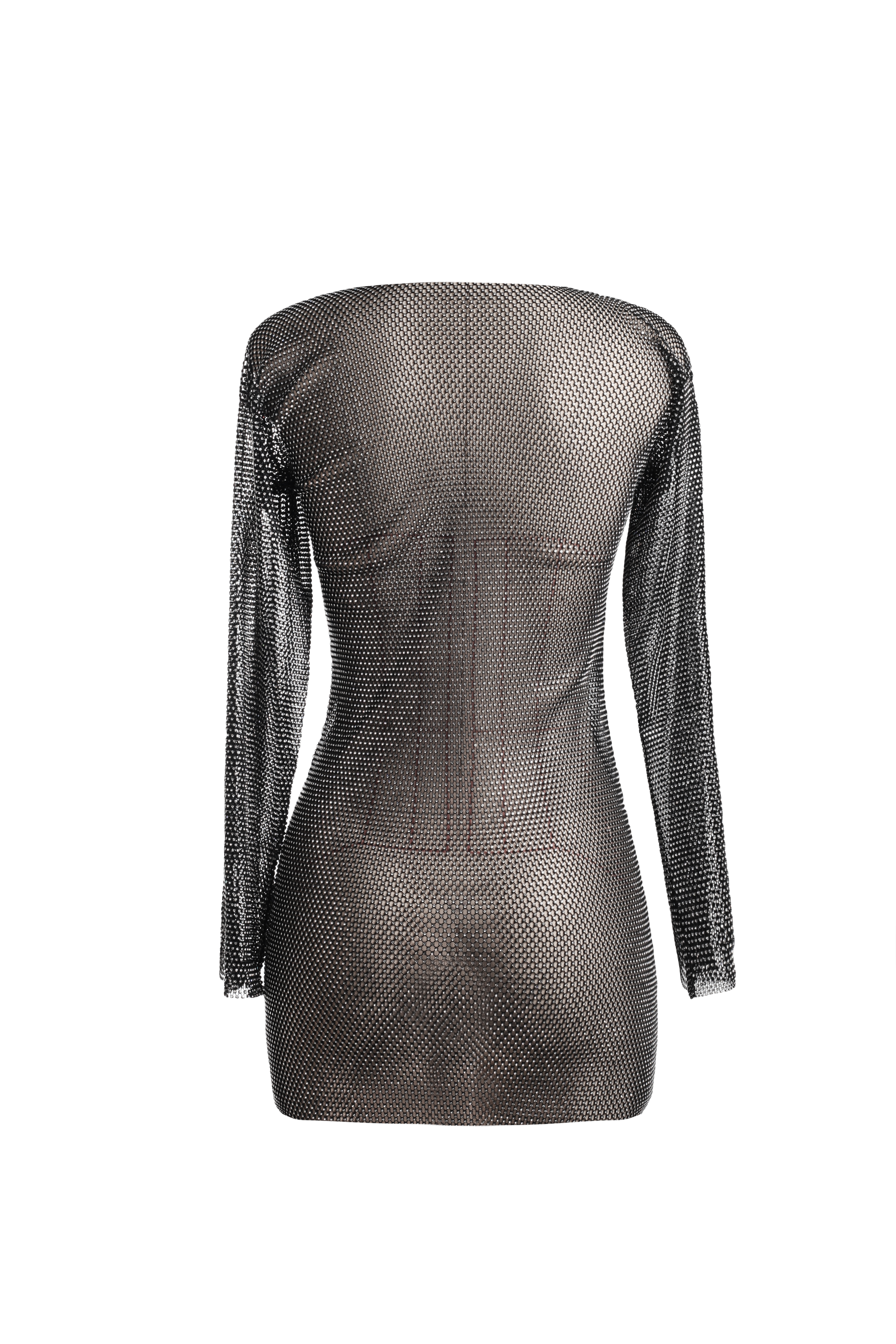 Лонгслив черный мужской из сетки среднего размера - фото 4