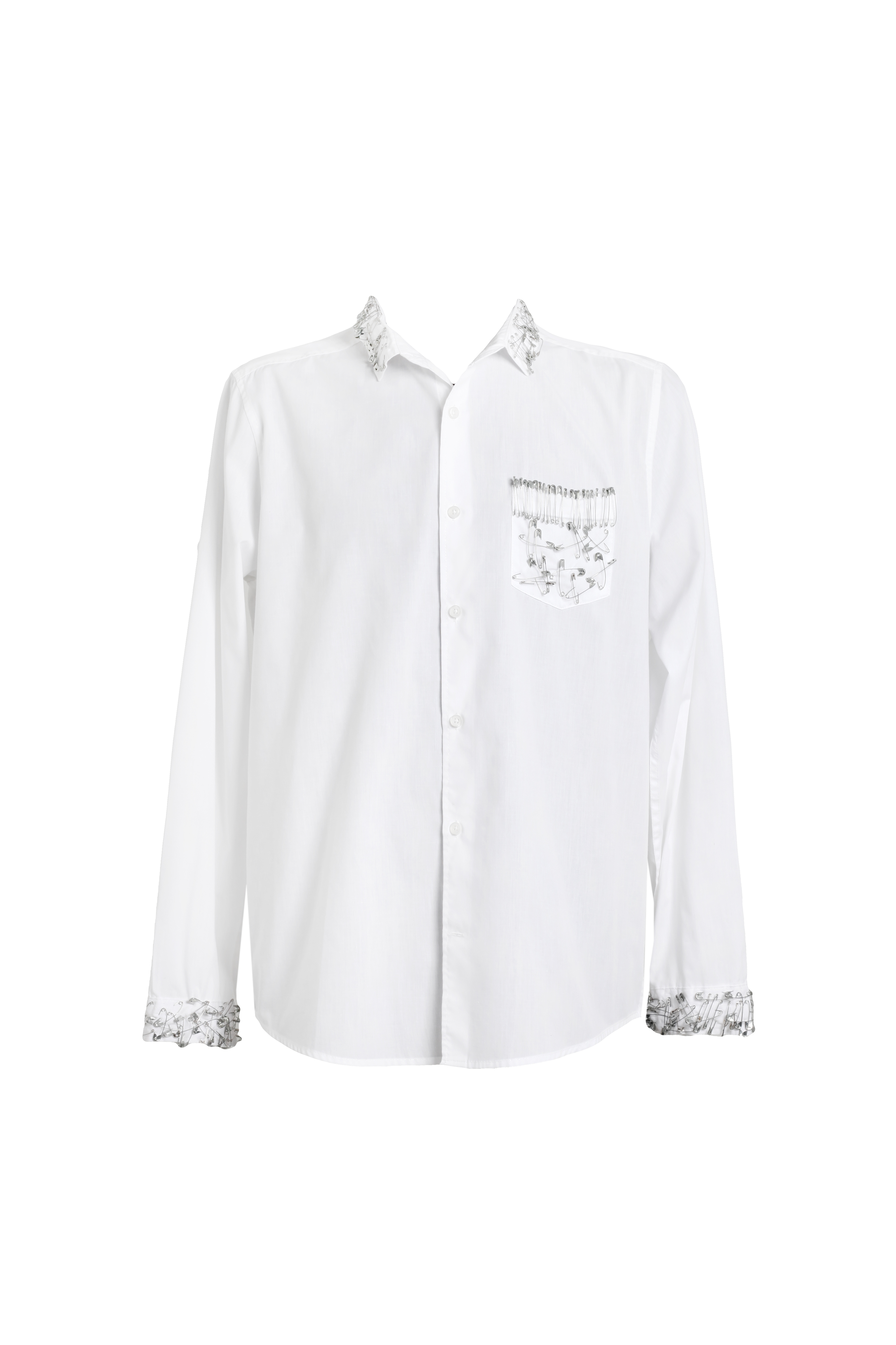 Рубашка белая хлопковая с булавками