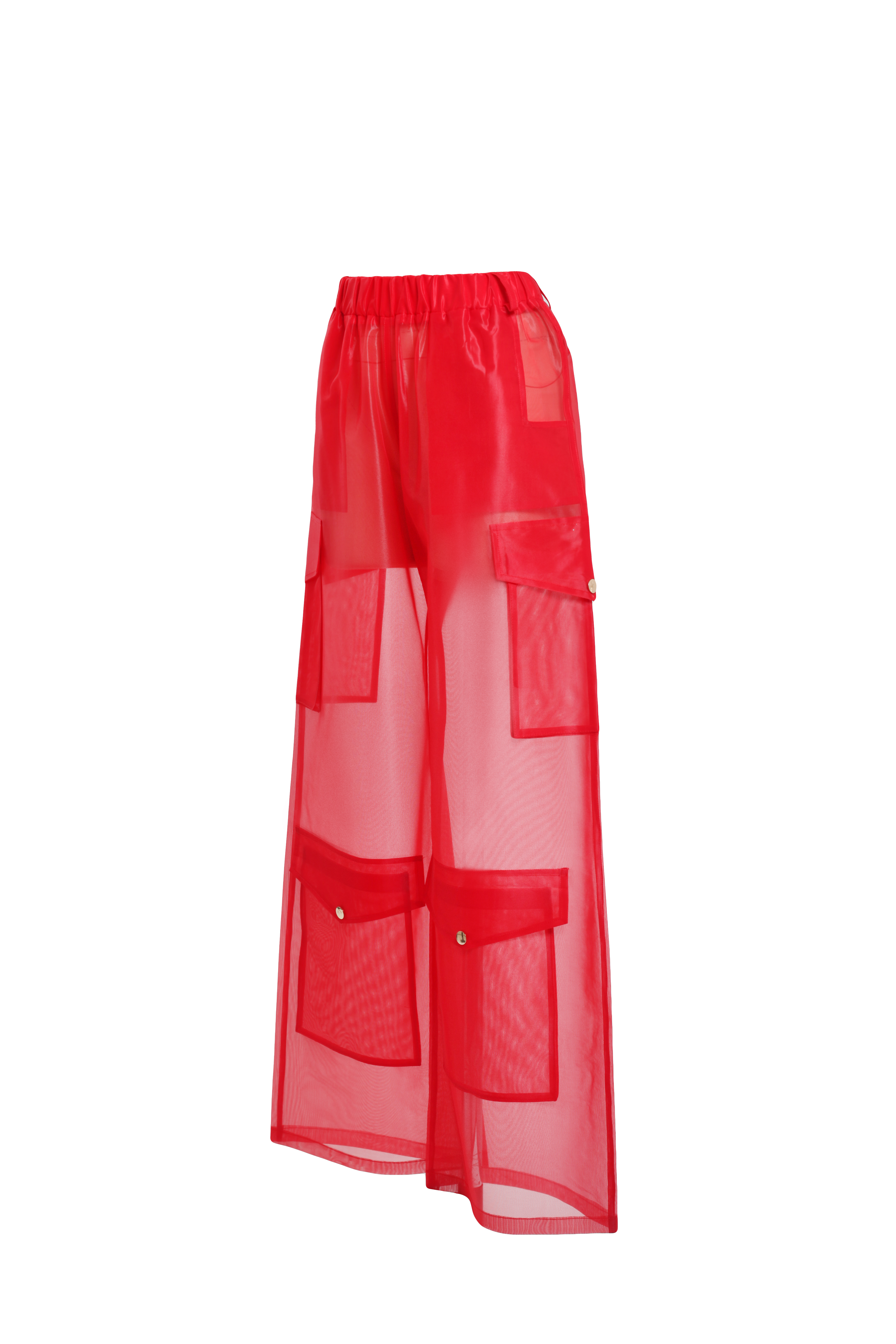 Брюки карго красные из корсетной сетки - фото 3