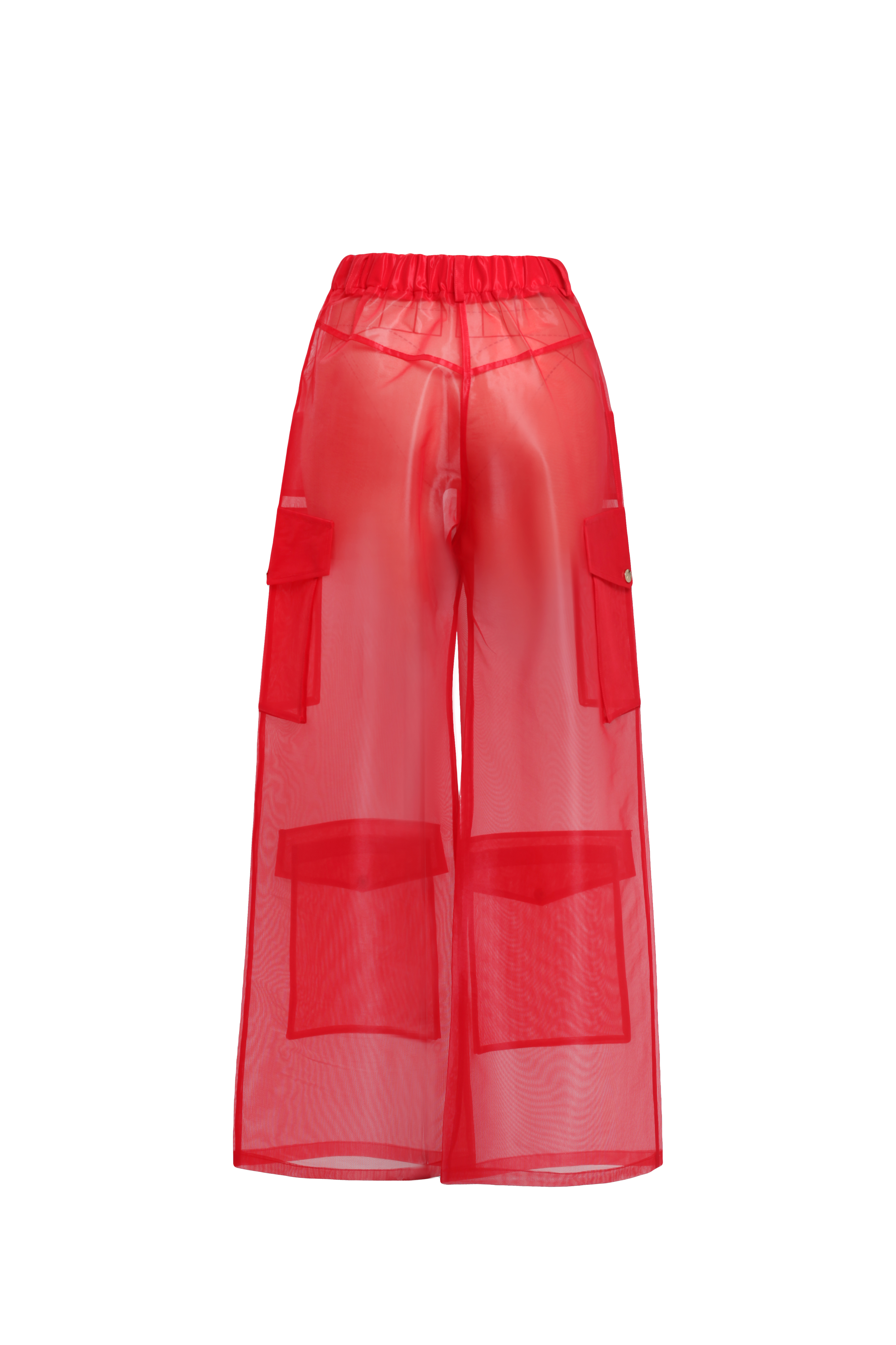 Брюки карго красные из корсетной сетки - фото 4