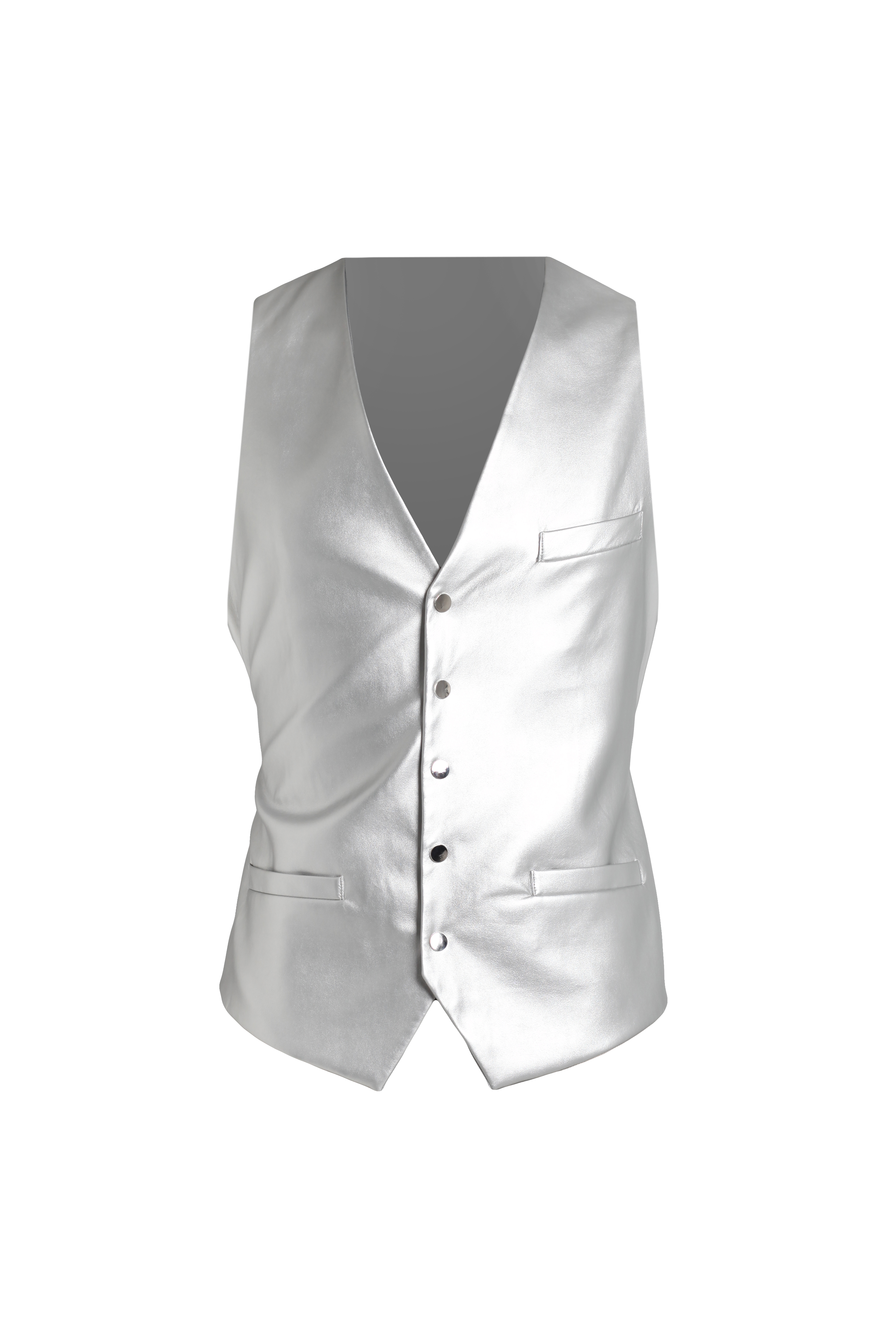Жилет серебряный классический из эко-кожи
