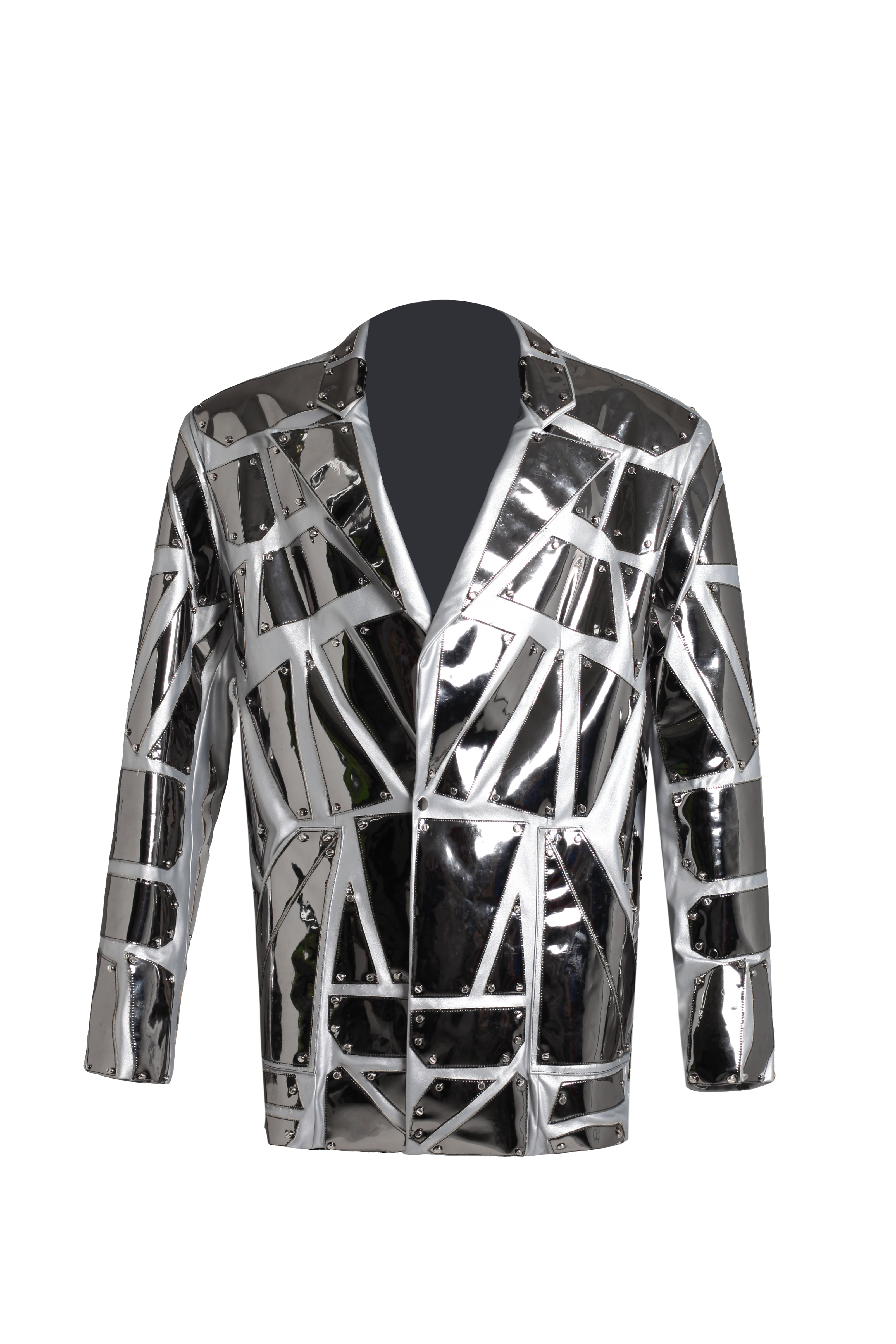 Пиджак серебряный с зеркальными элементами