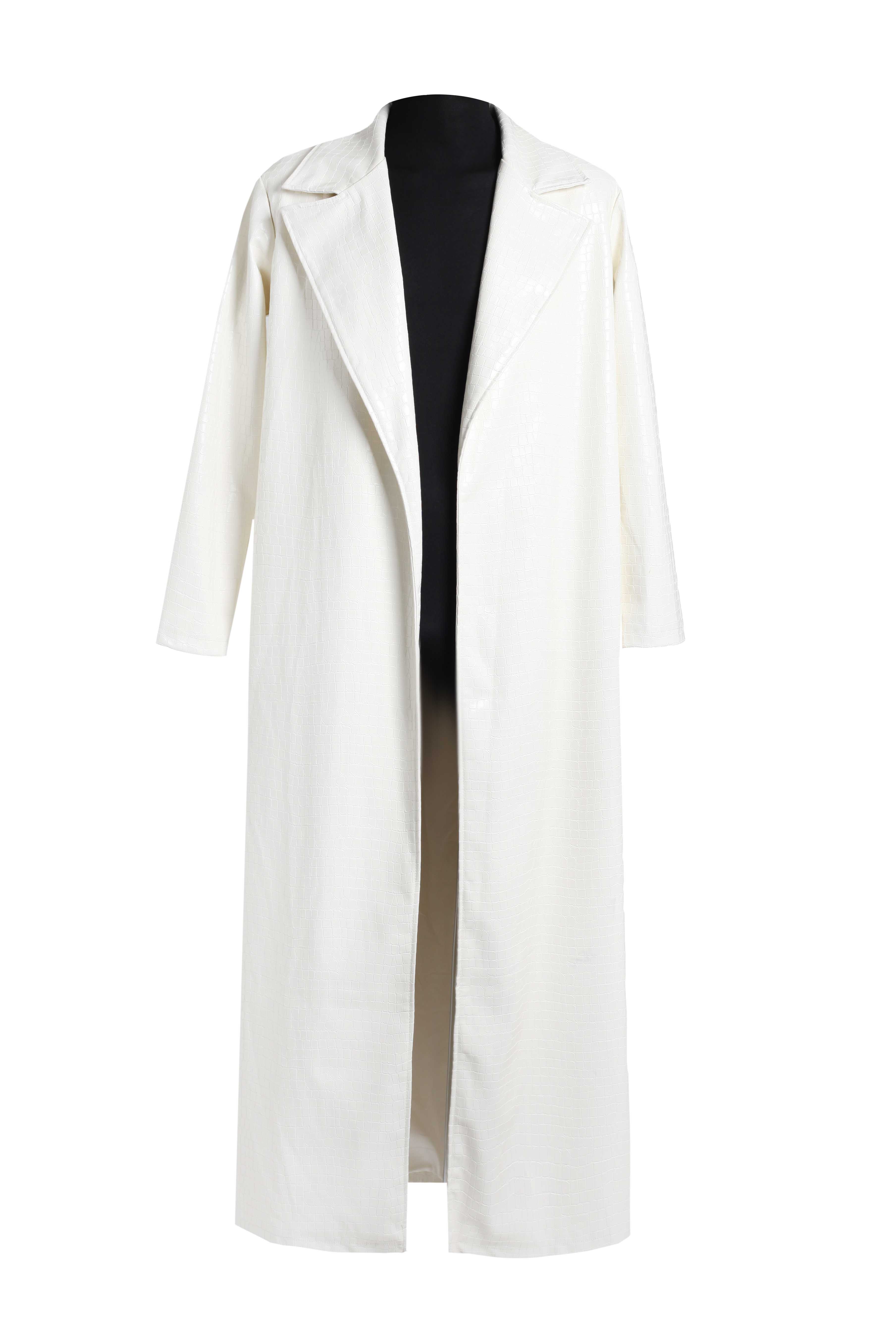 Плащ белый из эко-кожи под рептилию