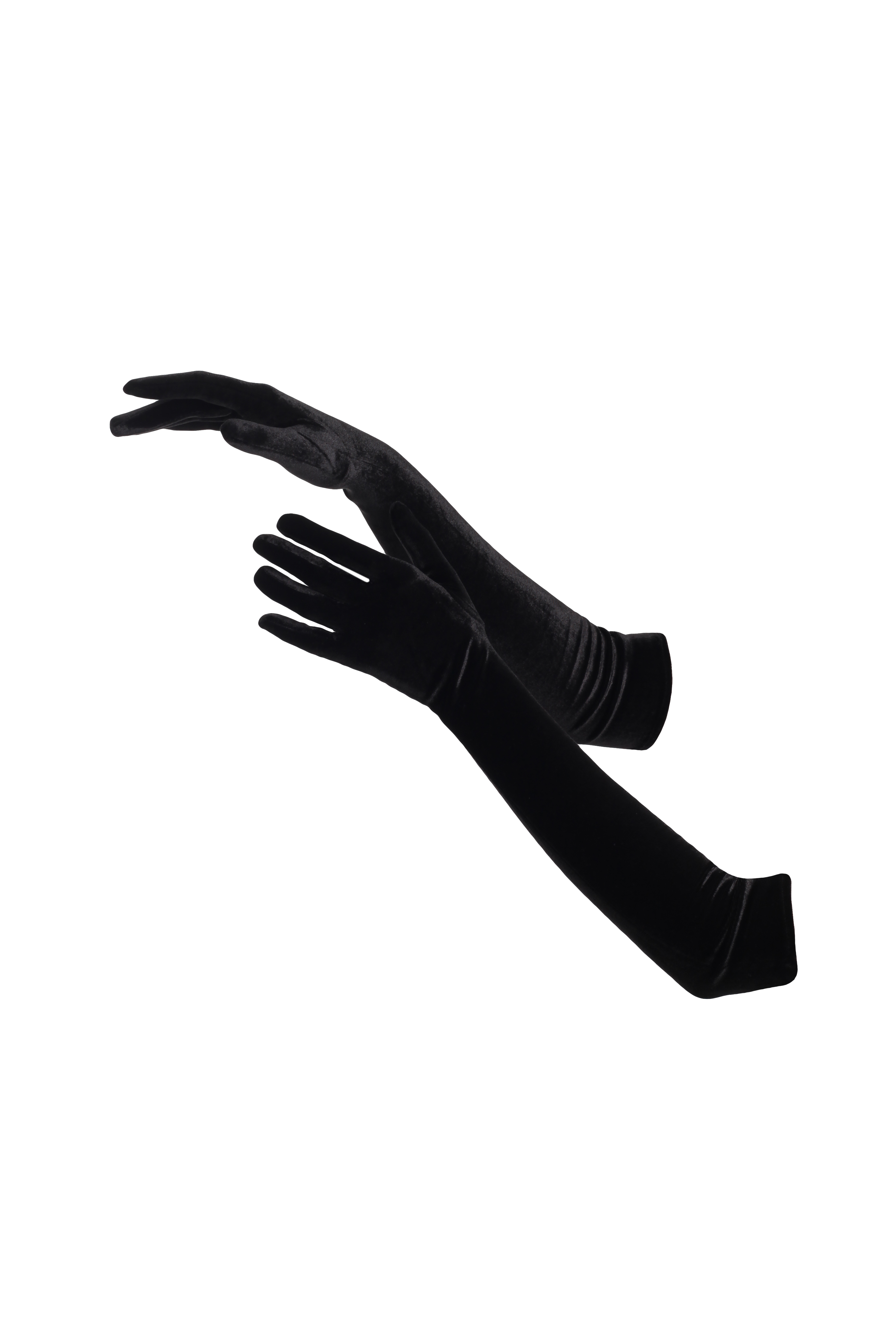 Перчатки черные удлиненные из бархата